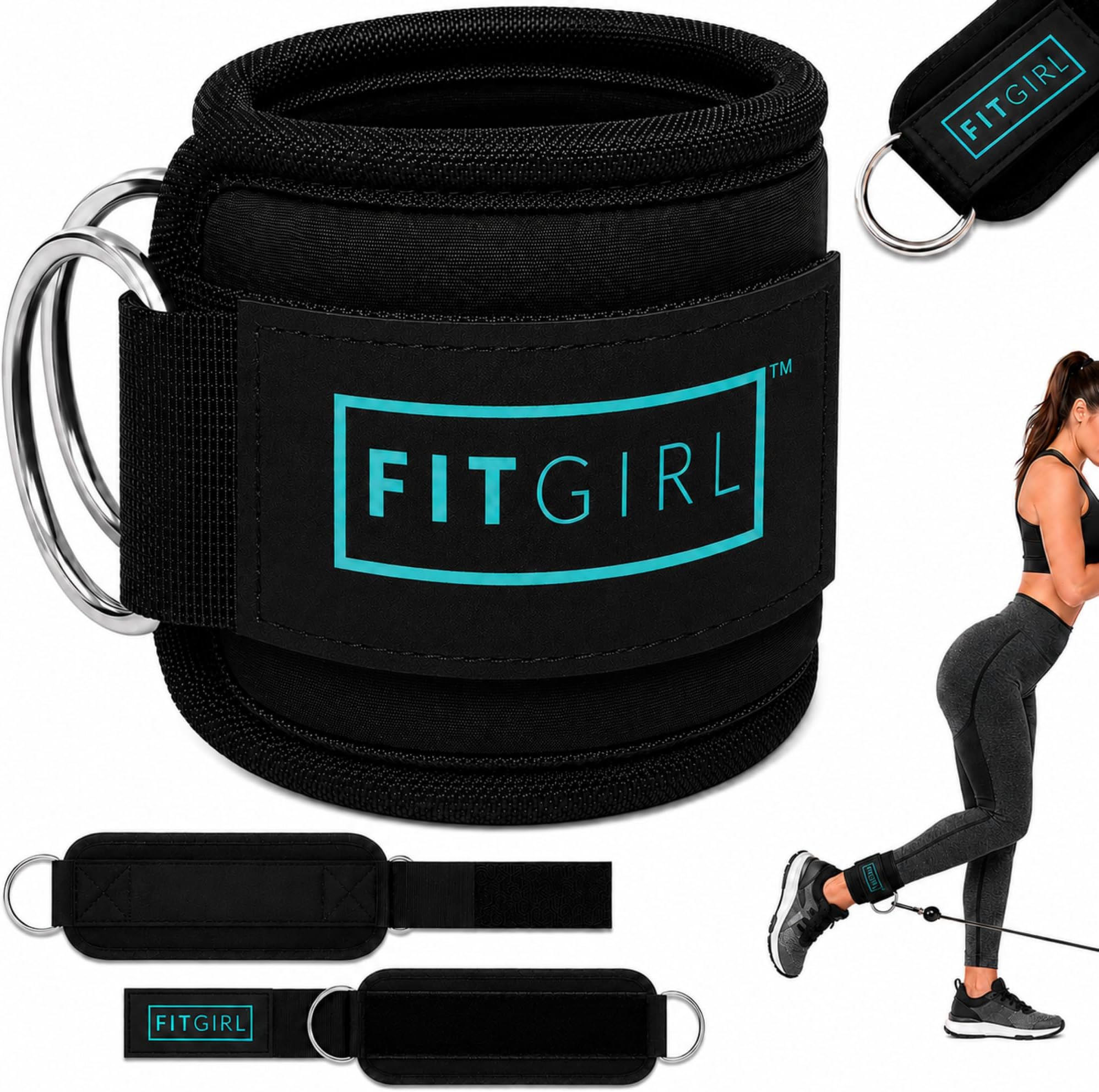 FITGIRL Ankle Strap for Cable Machine – Premium Padding and Comfort for Cable Exercise Machines, Cable Exercise Attachment for Home & Gym, Glute Workouts - Kickbacks, Leg Extensions, Hip Abductors