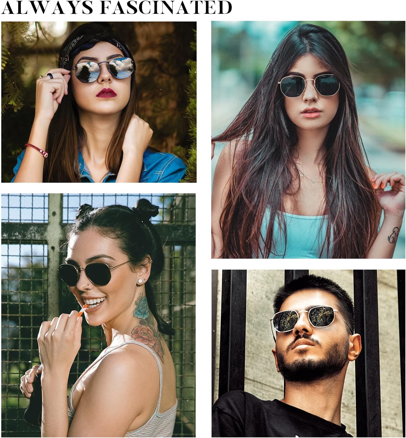 KALIYADI Sunglasses for Women and Men, Polarized Square UV Protection, Trendy Metal Frame Hexagon Sunglasses - Image 2