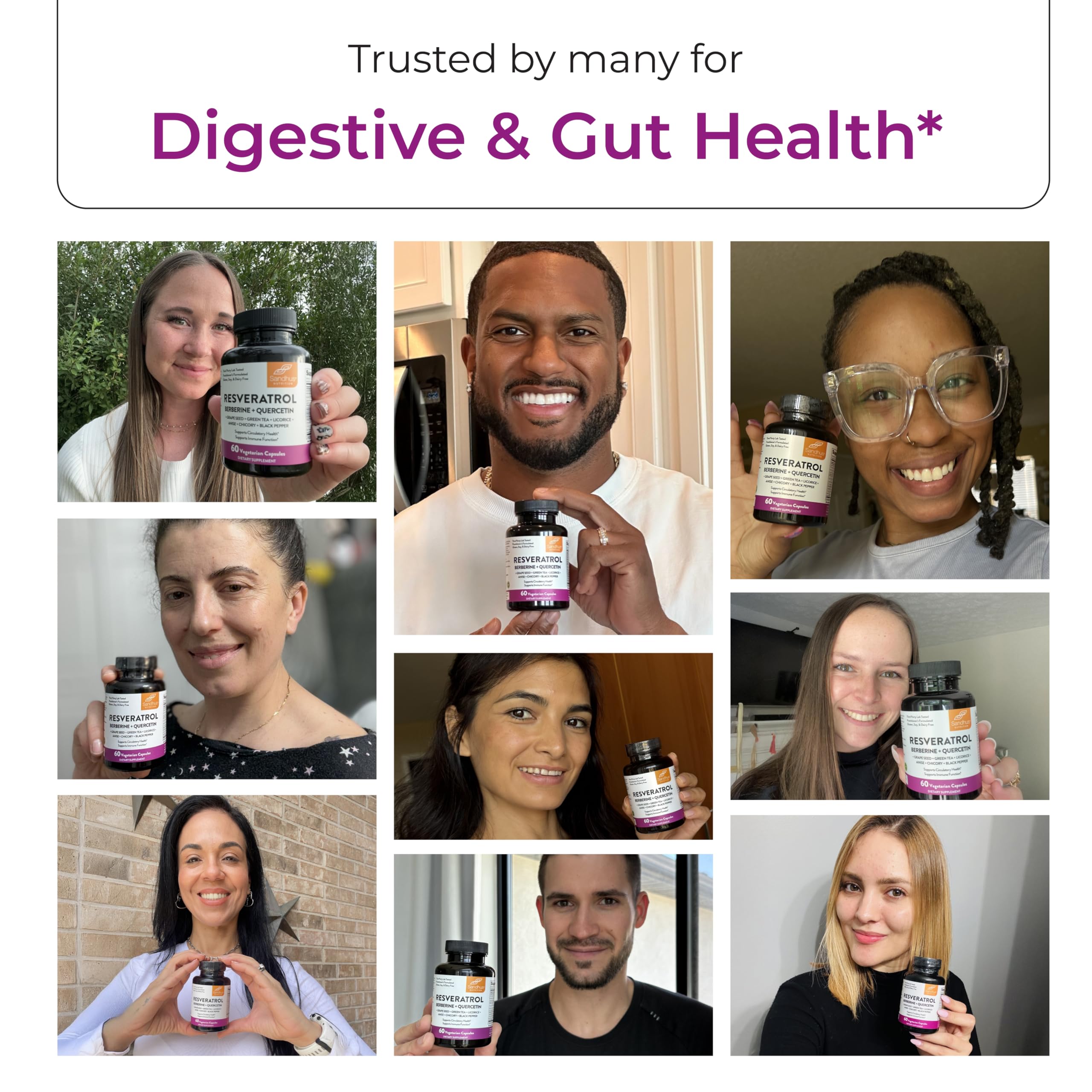 Resveratrol Supplement with Berberine, Gut Health Capsules for Women & Men — Amazon image 8