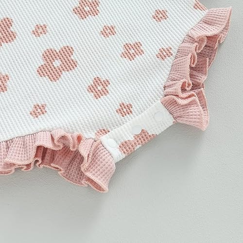 Miniatura 5 de Ropa de bebé recién nacida, sudadera floral de manga larga, mameluco con volantes, diadema de gofre, traje de otoño de una pieza