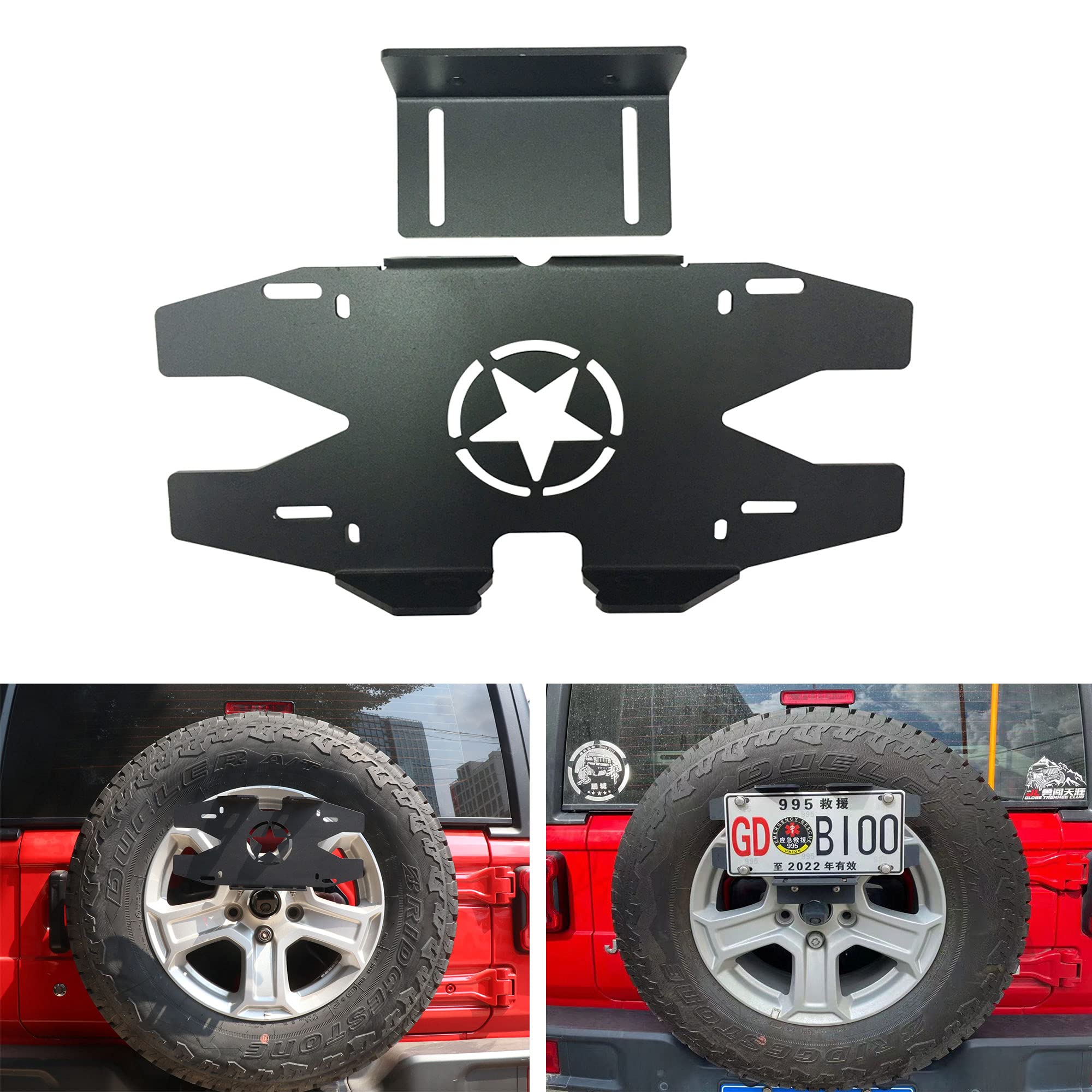 Buy SXMA Rear Spare Tire License Plate Relocator Bracket for Wrangler