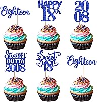 Vista 115 de 30 piezas de decoraciones para pastel de cumpleaños número 10, decoraciones de cupcakes negras con brillo, 10 feliz cumple, directo desde 2016, 10