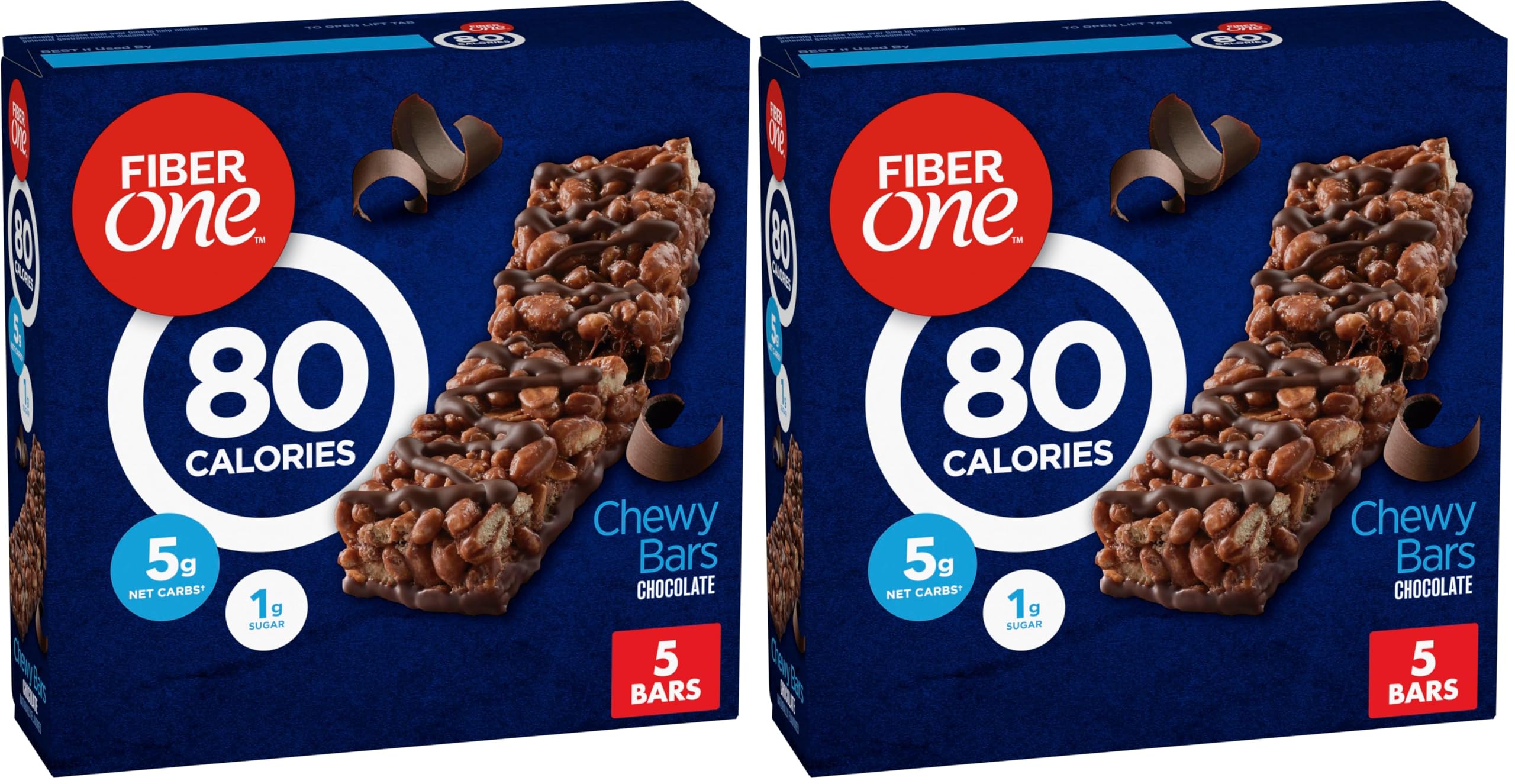 Fiber One 70 Calorie Chewy Snack Bars, Chocolate, 5 ct (Pack of 2)