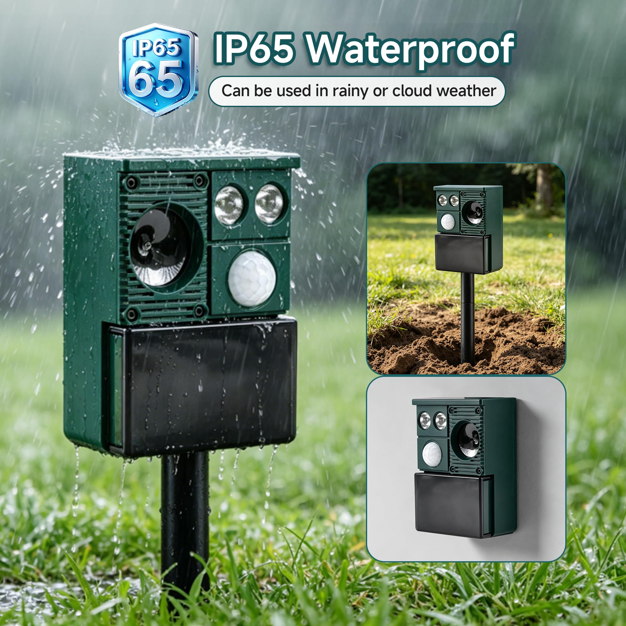 2026 Ultrasonic Solar Animal Repeller Outdoor, Solar Powered Motion Activated Animal Deterrent, Waterproof Deer Cat Dog Squirrel Raccoon Repellent for Yard Garden Lawn view 6