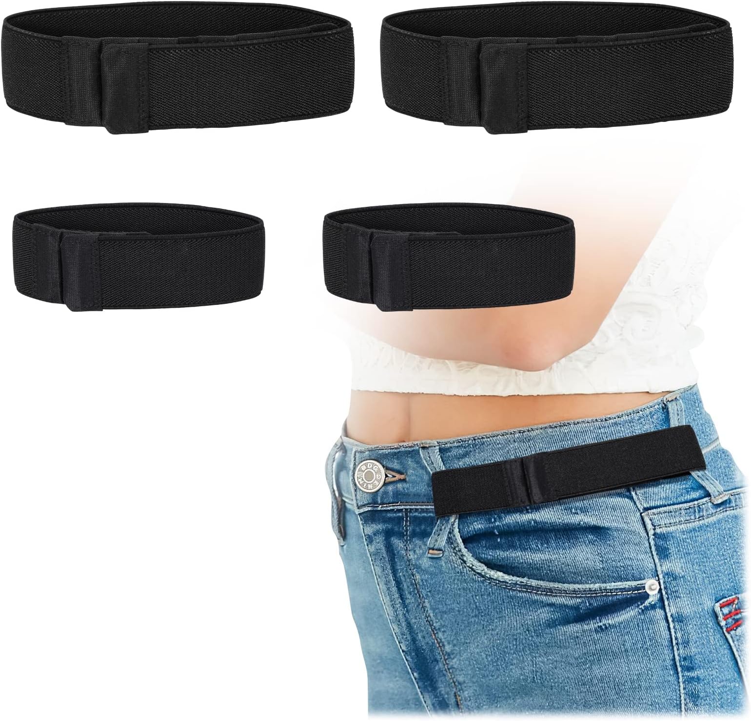 JASGOOD No Buckle Invisible Stretch Belt for Men/Women 2 Loop Buckle Free Elastic Belt for Jeans Pants