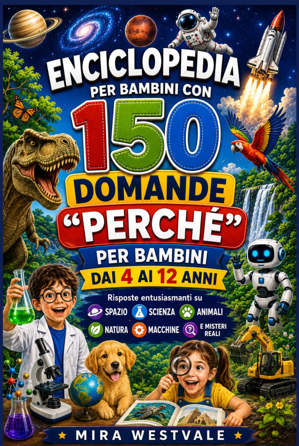 Enciclopedia per bambini con 150 domande "Perché" per bambini dai 4 ai 12 anni: Risposte entusiasmanti su spazio, scienza, animali, natura, macchine e misteri reali
