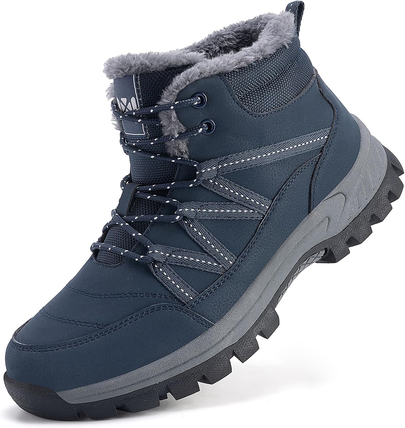 Qiucdzi Winter Boots for Men Snow Boots with Warm Fur Lined Anti-Slip Hiking Ankle Booties Comfort Walking Trekking Shoes for Outdoor