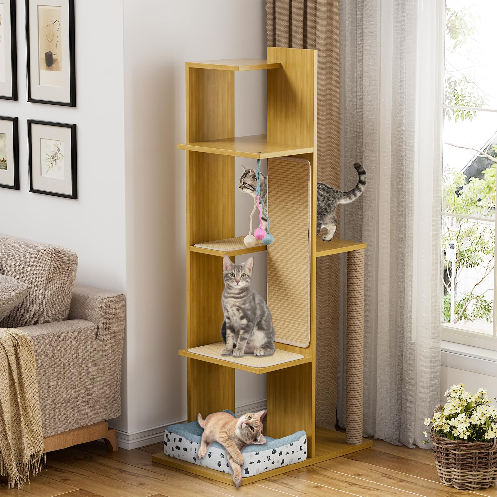 Wlo Cat Tree Free Shipping WLO® Skyline, Modern Cat House, Wooden