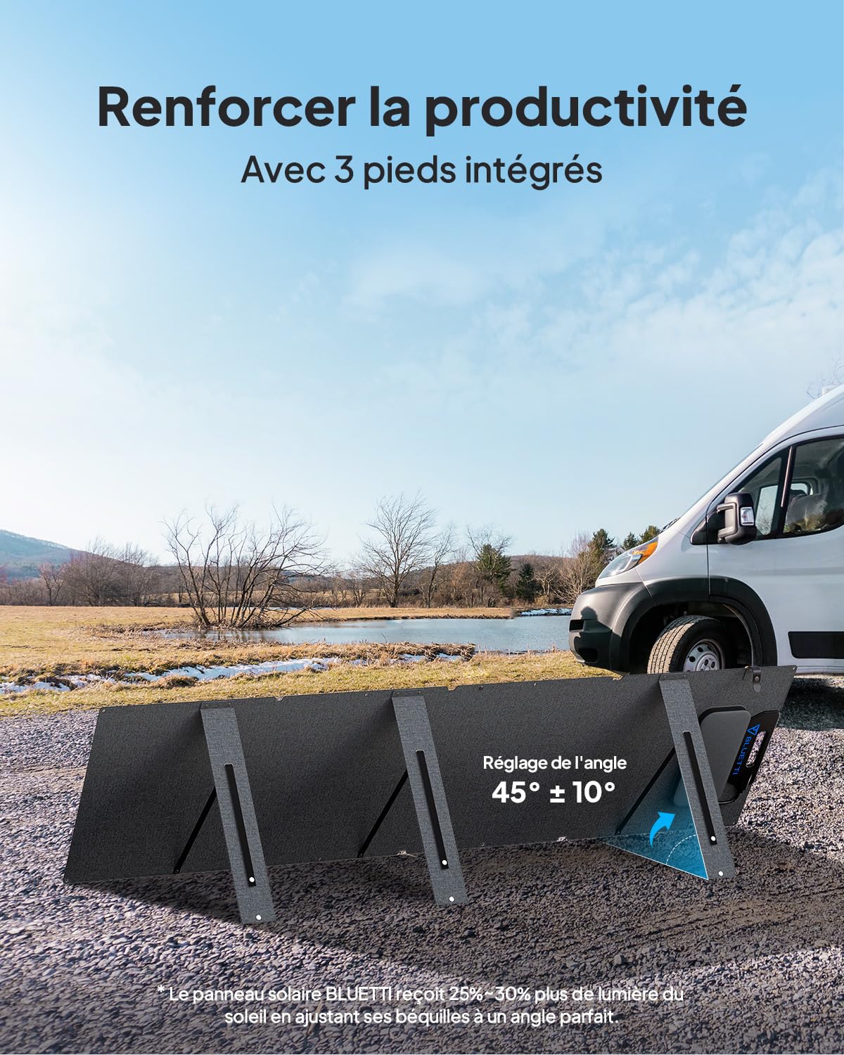 BLUETTI 200W Panneau Solaire pour Station électrique Portable EB3A AC2A AC50B AC70 AC180 AC200L Elite 200 V2 AC300 AC500 B300K, Chargeur Solaire Pliable avec Pied Réglable pour Camping, Domestique | Pliable, pied réglable. Compatible EB3A, AC2A, AC50B, AC