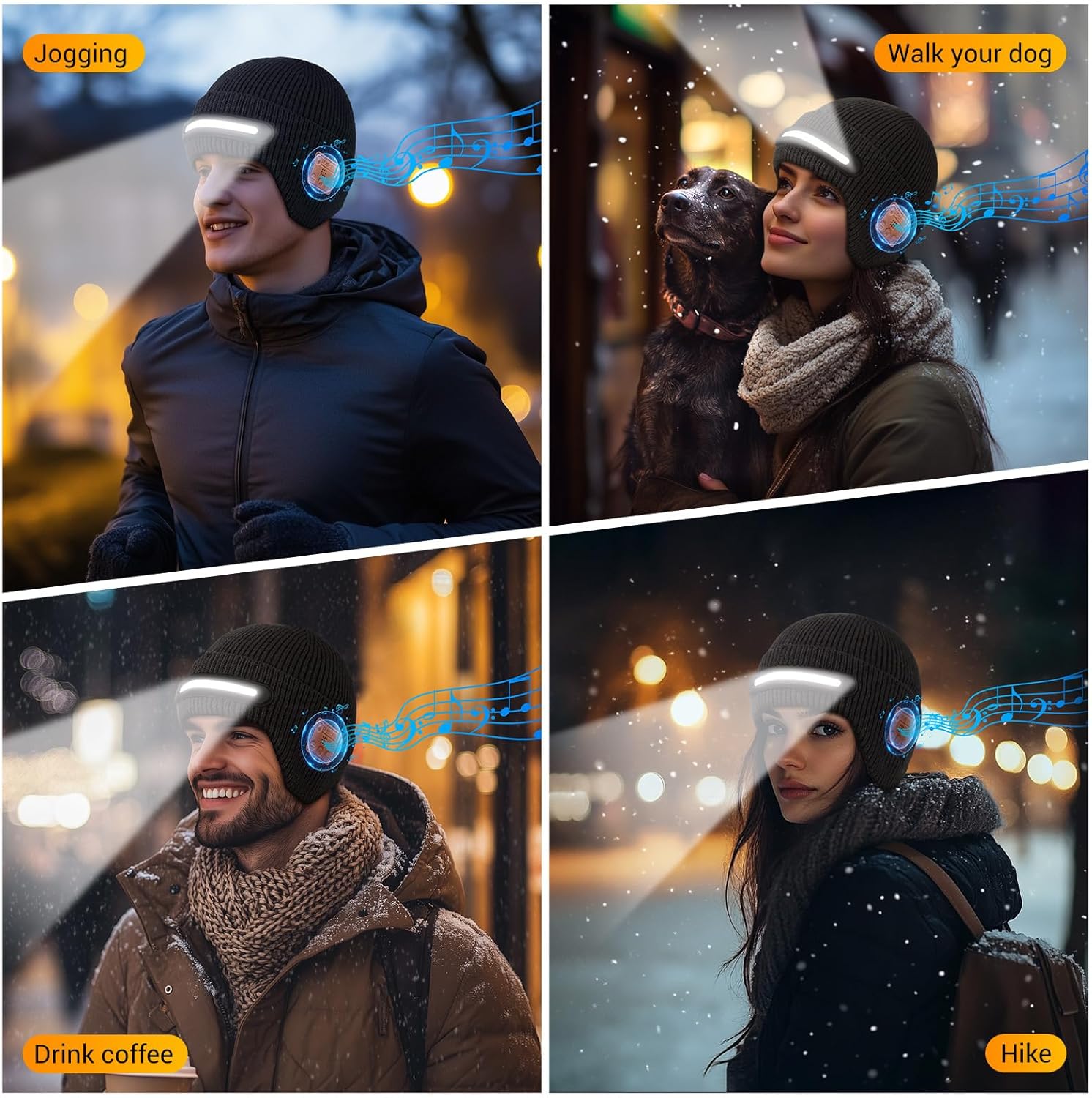 Bluetooth Beanie with Light, LED Beanie with Built-in Speaker and Microphone, Gifts for Men Women - Image 6