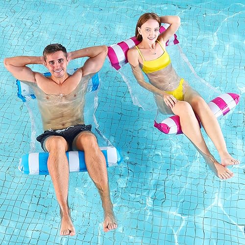 Miniatura 8 de Silla flotante de piscina, paquete de 2 flotadores de piscina para adultos, 4 en 1, flotadores multiusos para piscina, juguetes flotadores de