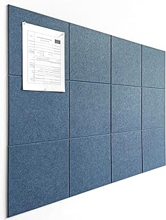 Blue Felt Notice Board 47"x35" | Large Cork Bulletin Board Alternative for Office, Home & Classroom | Felt Wall Tiles (12-Pack) | Blue Classroom Decor Office Supplies | Ocean Blue