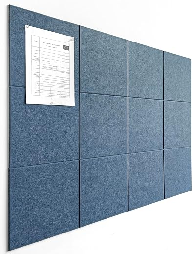 DECORITA Large Cork Board Alternative - 47"x35" 12 Pack Felt Wall Tiles With Safe Removable Adhesive Tabs, Pin Board for W...