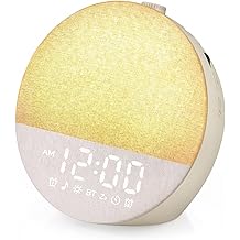 Geuuap Sunrise Alarm Clock White Noise Machine | Natural Wake-Up Light for Bedroom with 30 Soothing Sleep Aids, Bluetooth Speaker, Dimmable Clock, Screen-Free Design for Baby Adults Kids-Khaki