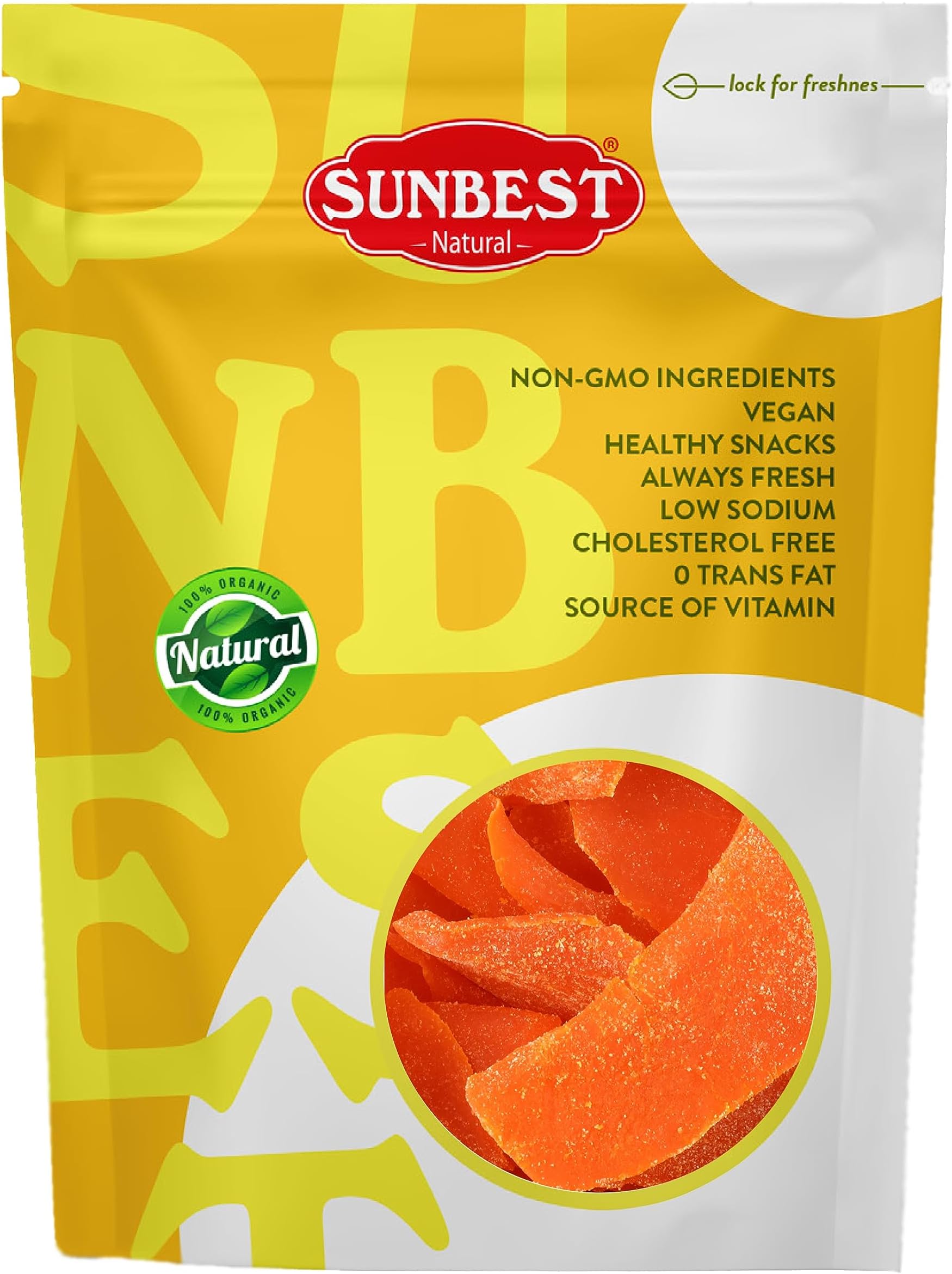 Sunbest Natural Dried Mango Slices 80 oz (5 lbs) 1 Pack - Tropical & Juicy Cut Fruit Treat - Vegan, Kosher Certified, Non-GMO - Perfect Healthy Snack & High in Antioxidants