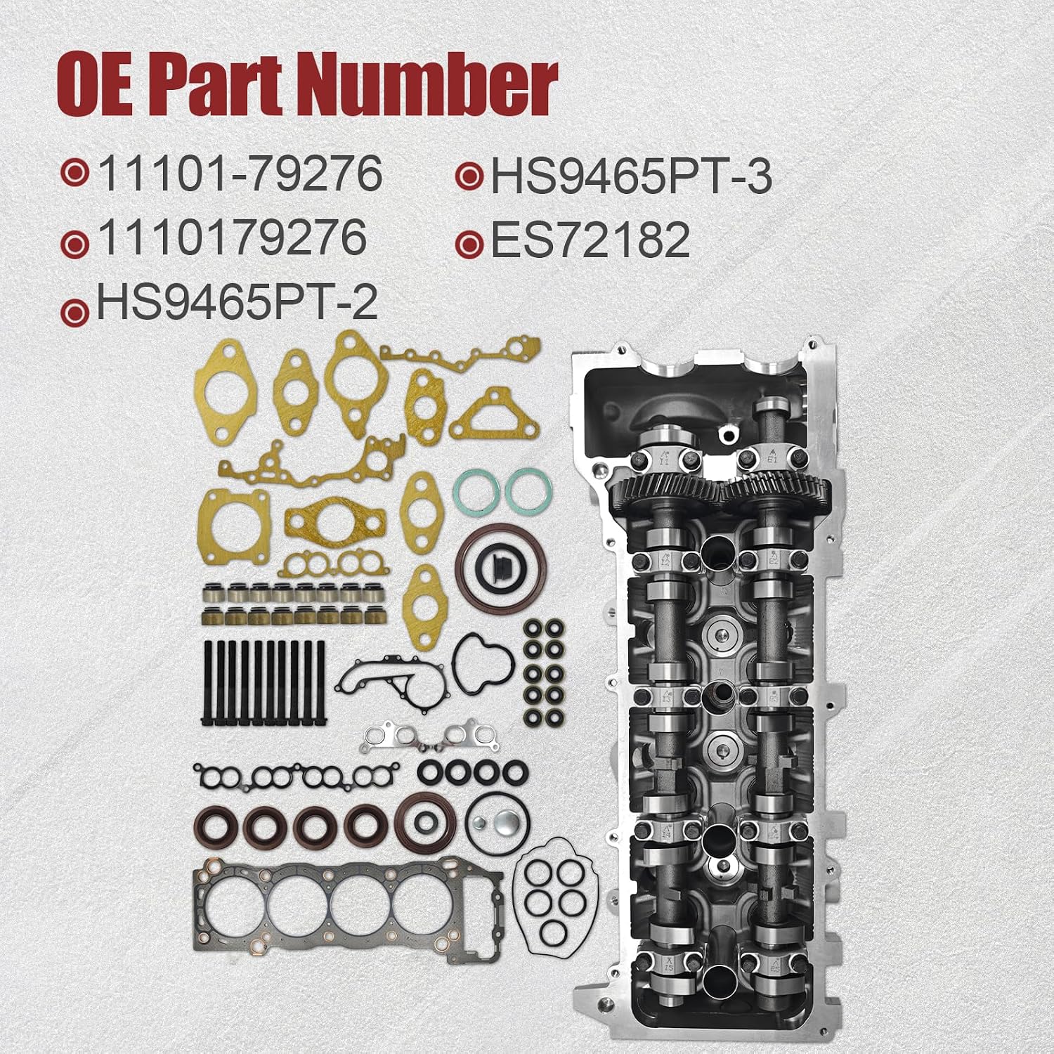 11101-79276 Cylinder Head Head Gasket Set w/Bolts Fits for 1995-2000 Toyota Tacoma 2.4L 2.7L For 1996-2000 4Runner 2.7L For 1994-1998 T100 2.7L 2RZFE 3RZFE 1110179276