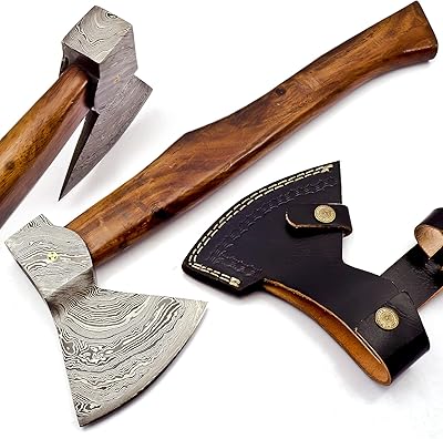 Custom Handmade Damascus Steel Viking Axe with Gorgeous and Solid Wood Handle (Y-03)