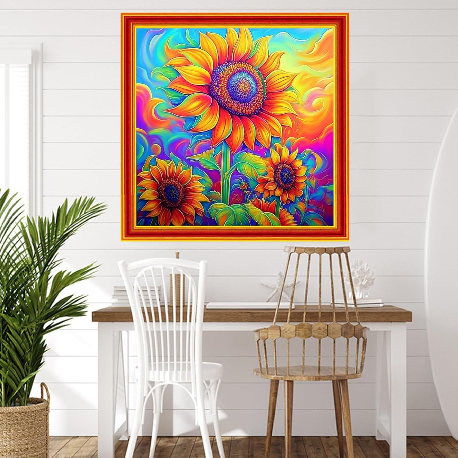 Funchey Counted Cross Stitch Kits for Adults Needlepoint Kits Unprinted Cross Stitching Embroidery Kit 11CT Cross Stitch Supplies-Magic Sunflower 18x18 inch