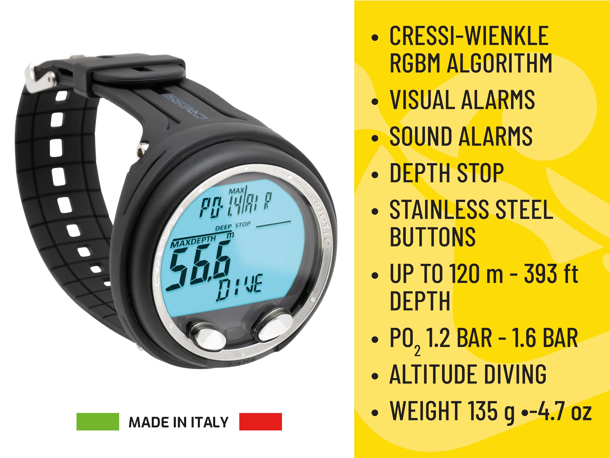 Cressi Giotto Diving Computer - Professional Ordinateur de Plongée Dual-Mix