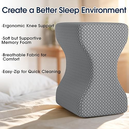 Miniatura 4 de BlissTrends Almohada de rodilla de espuma viscoelástica, almohada de rodilla para dormir de lado, almohadas de piernas para dormir circulación