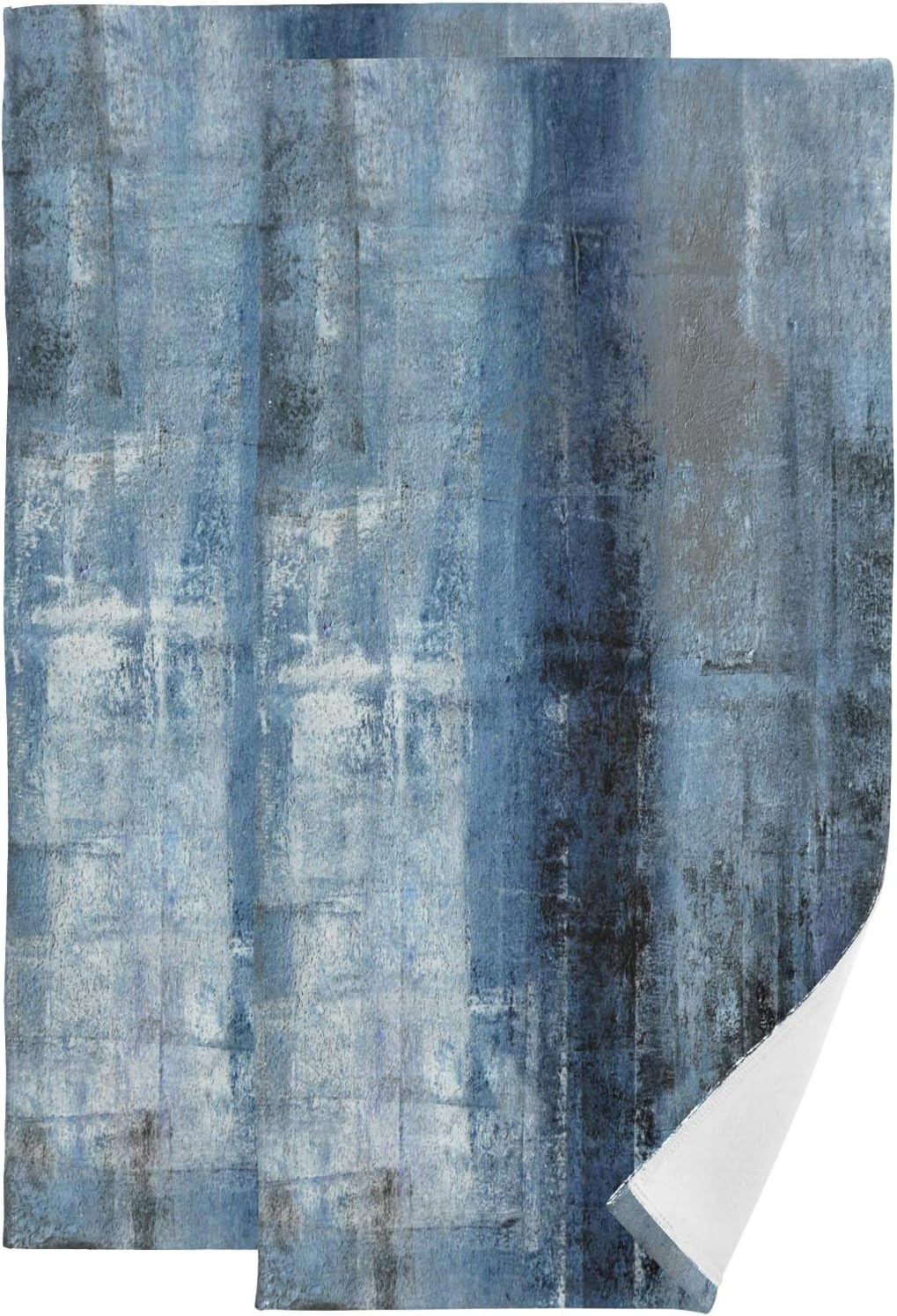 AIYOOLER Hand Towels for Bathroom Set of 2 Vintage Navy Blue Grey Abstract Modern Art Painting Soft Absorbent Small Luxury Bath Towels Decorative Kitchen Guest Dish Towel for Gym,Spa,Hotel 28x14in