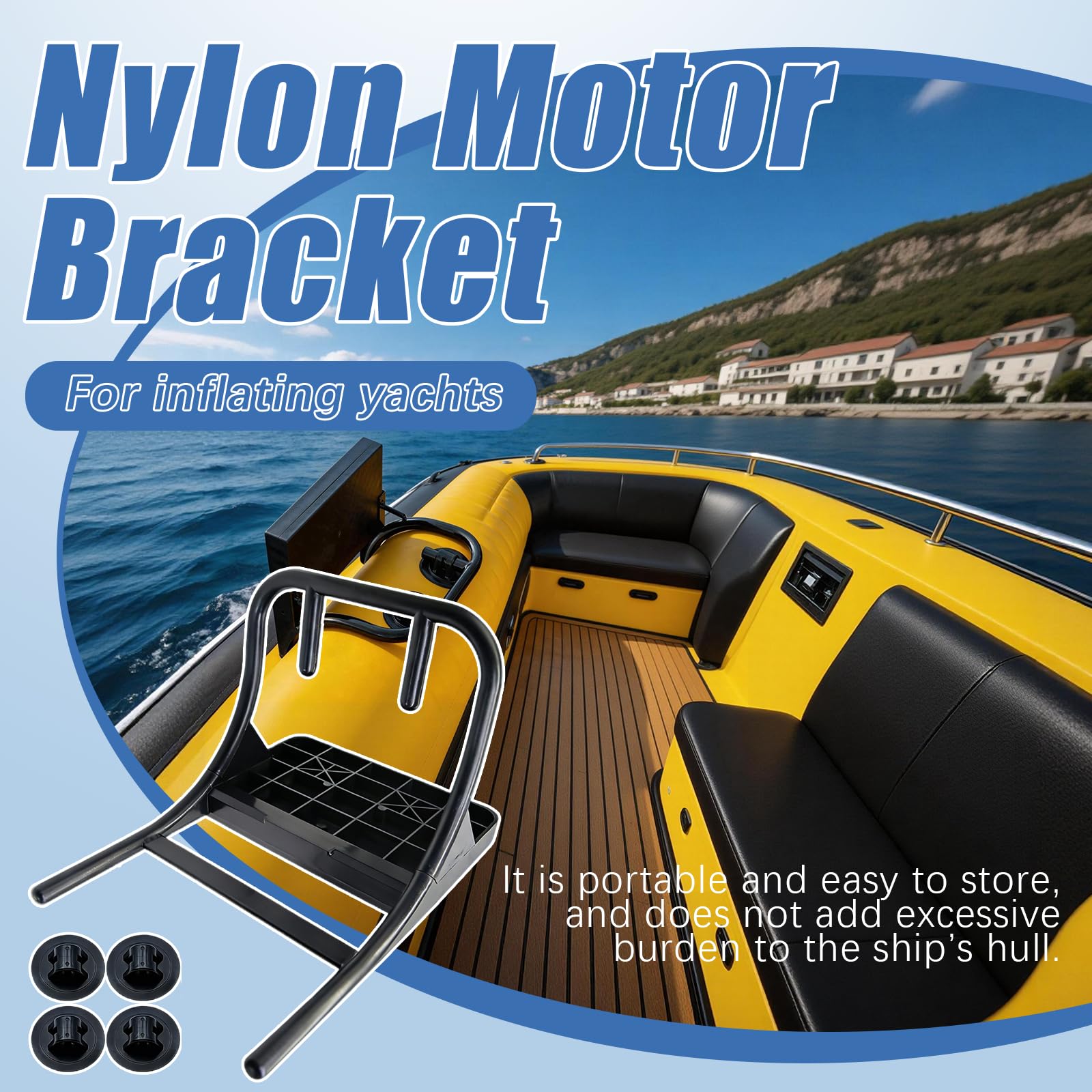 Support de moteur pour bateau pneumatique, kayak, bateau gonflable, bateaux de pêche, en PVC, noir, montage sur bateau