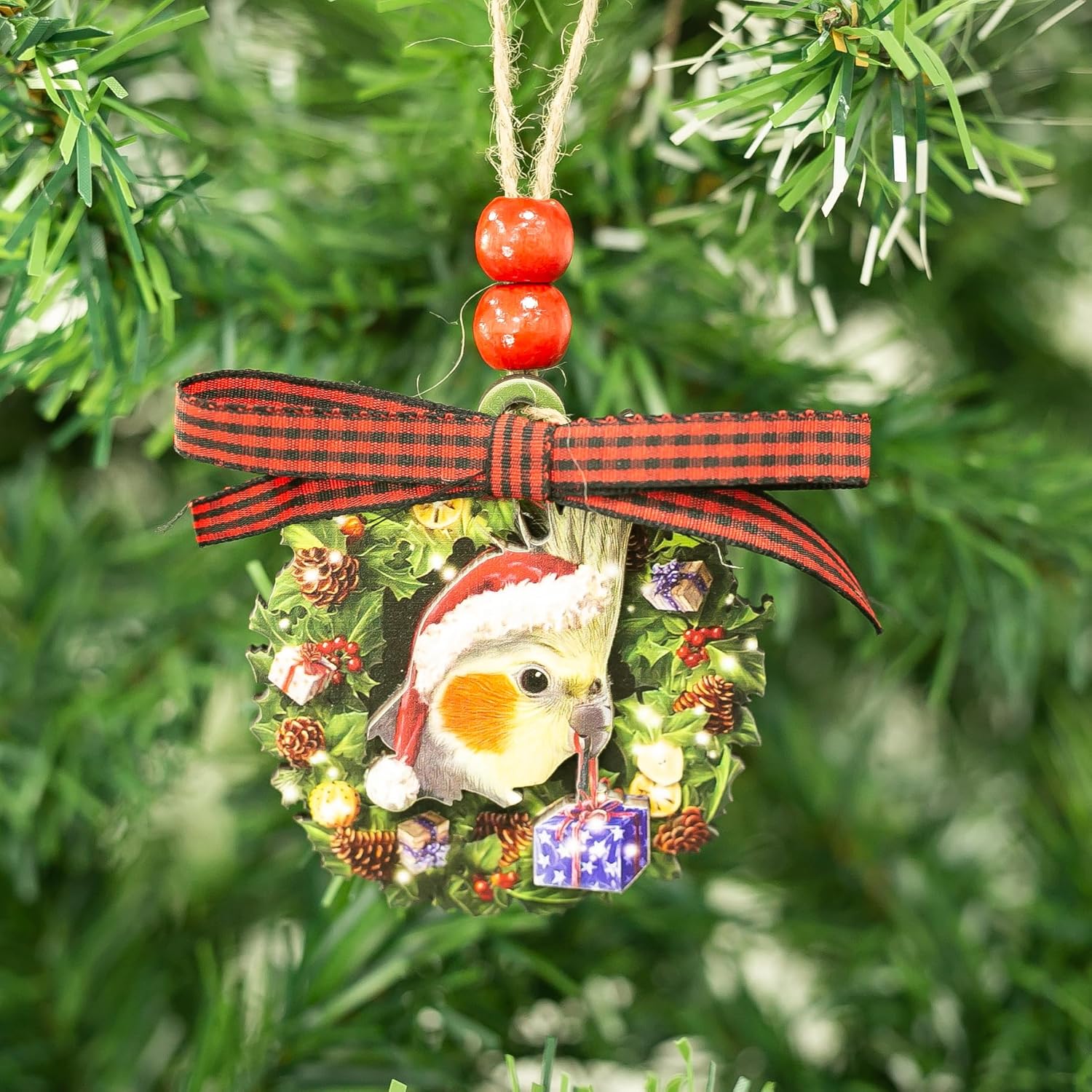 Talataca Cockatiel 2 Layers Wooden Christmas Ornament