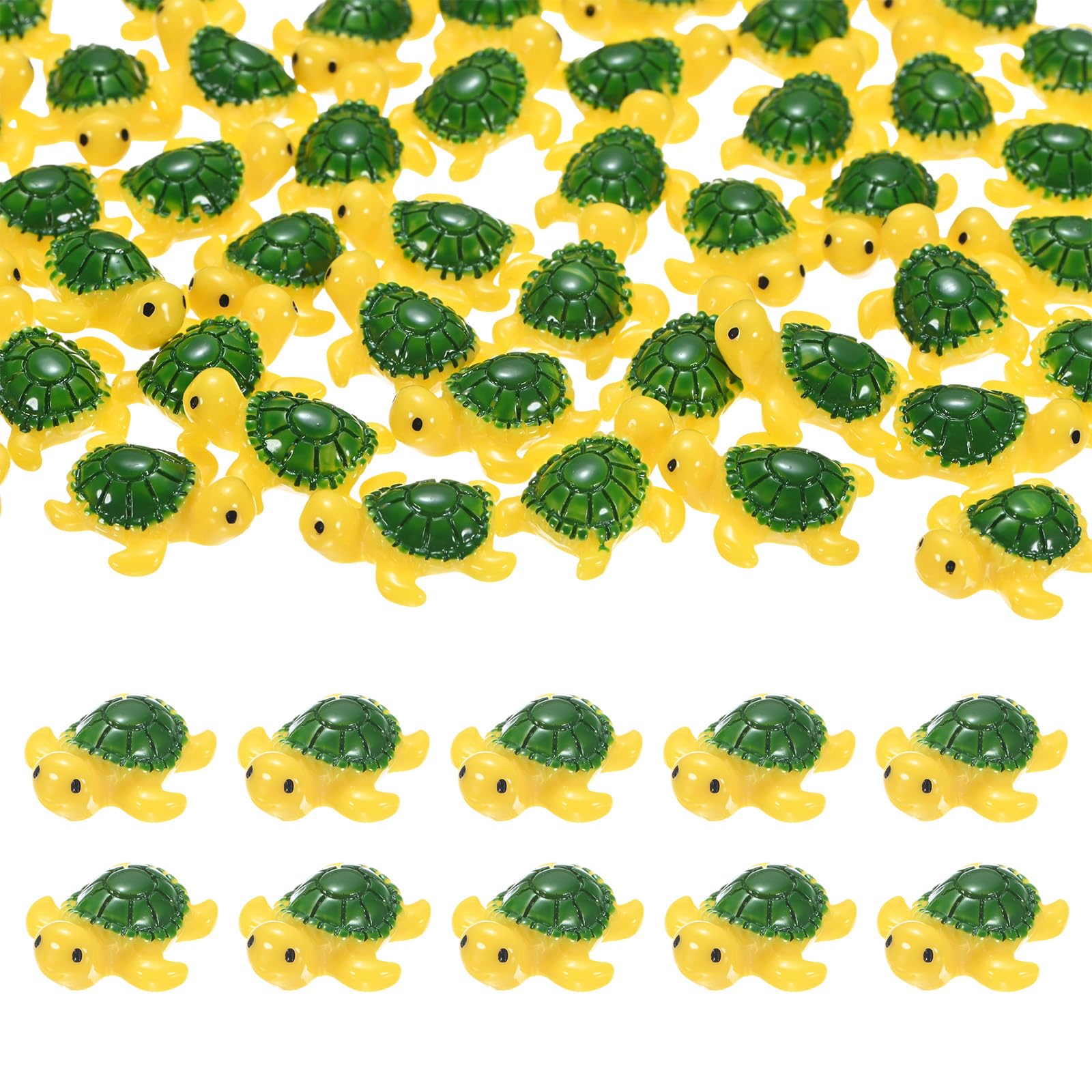 M METERXITY 20-Pack Mini Resin Turtles, 0.79inch/2cm Miniature Sea Turtle Figurines for Fairy Garden/Micro Landscaping/Aquarium, Cute Ocean Animal Statue [Yellow]