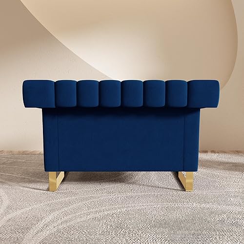 Miniatura 24 de Sofá de terciopelo verde de 83.46 pulgadas de ancho con patas metálicas doradas, sofá tapizado de brazo alto de 3 plazas para sala de estar,