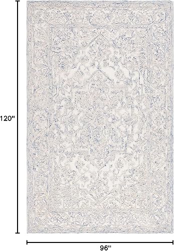 Miniatura 2 de MARTHA STEWART x Safavieh MSR3532M - Alfombra de lana contemporánea, hecha a mano, 8 x 10 pies, color marfil/azul