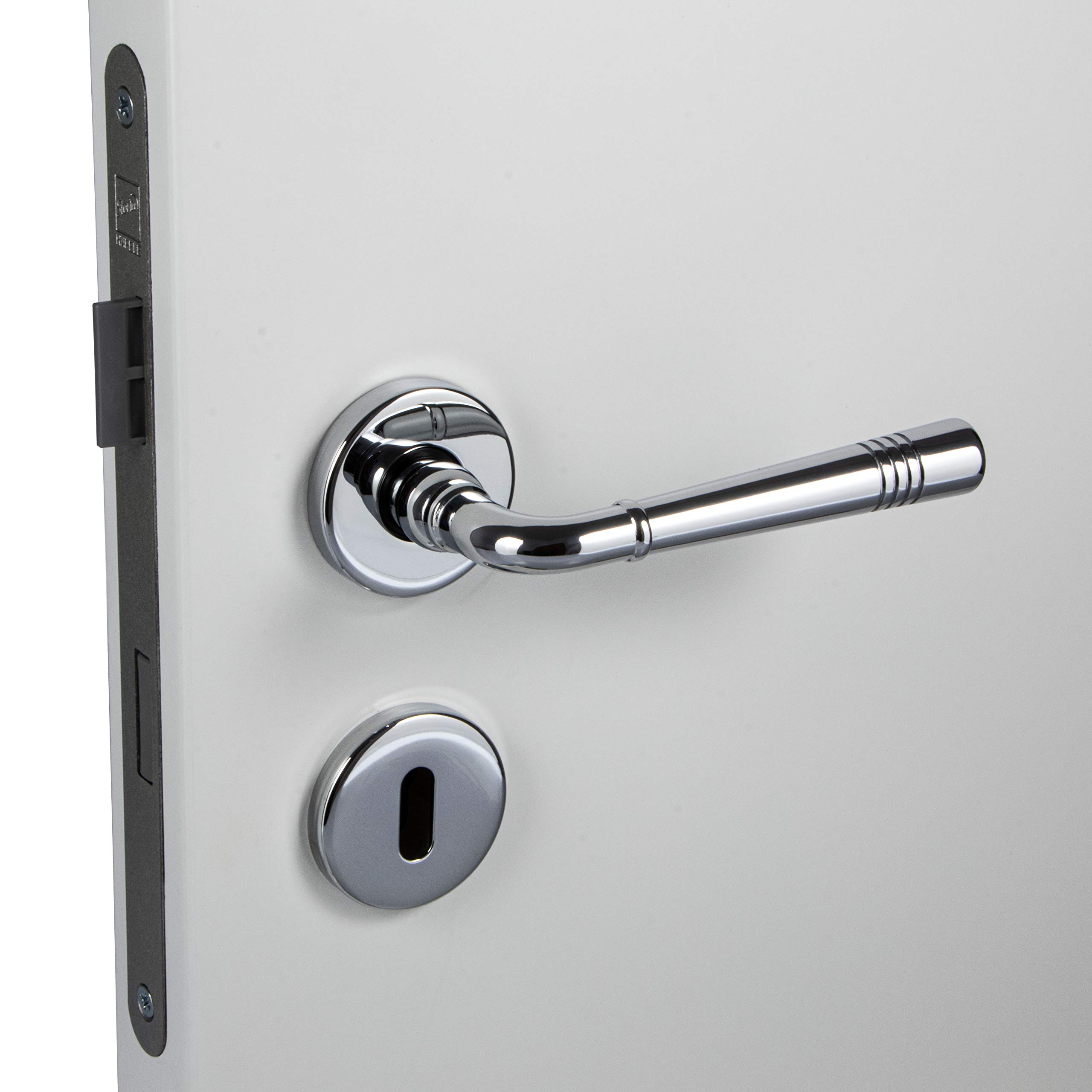 Poignée De Porte Fimet Calliope – Chrome Poli, Rosette Lady, Laiton – Argent