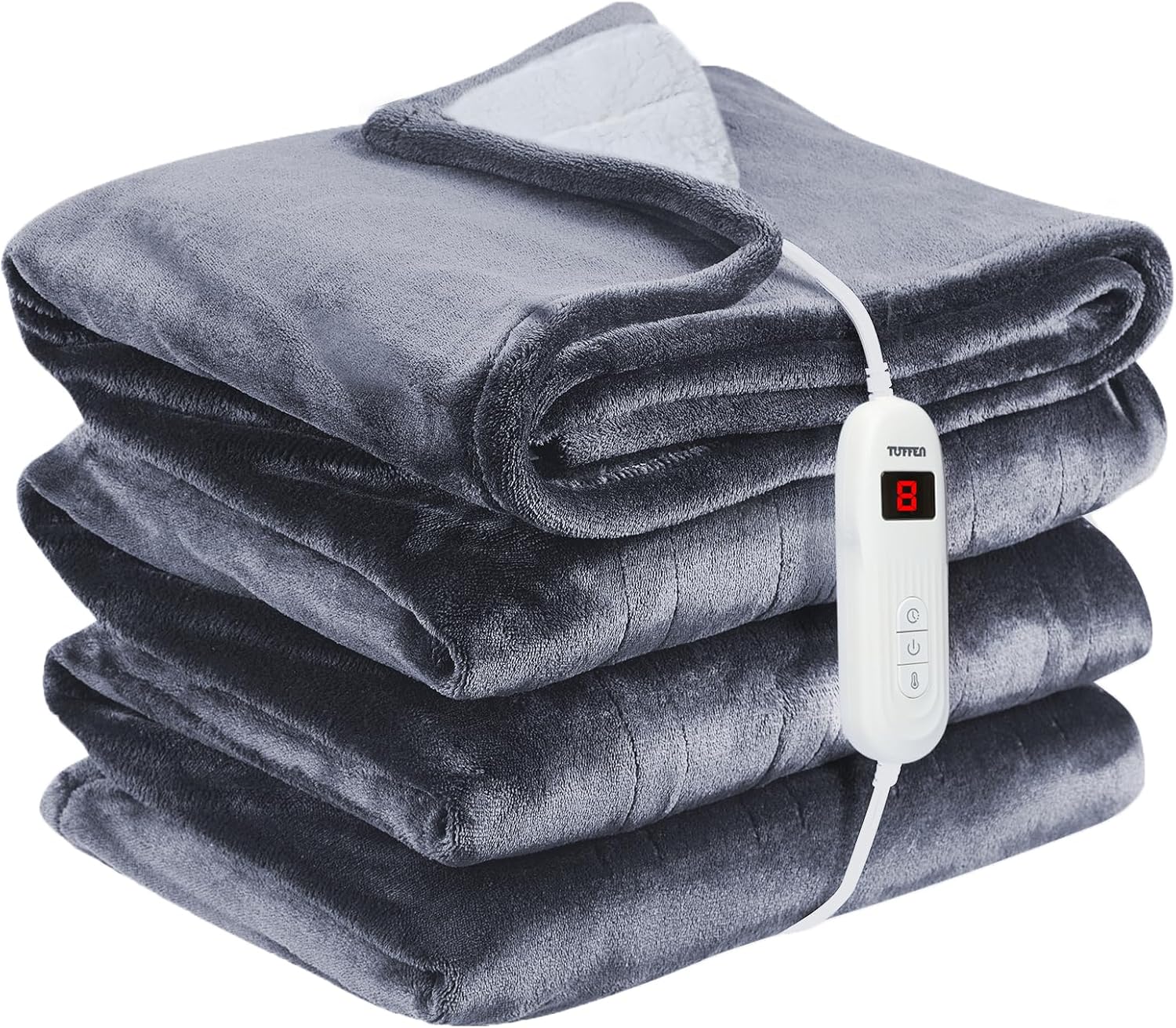 Electric Heated Throw Blanket, Extremely Soft Cozy Flannel Sherpa Heating Blanket with Single Controller, 10 Heating Levels & 4 Hours Auto-Off, Fast Heating & Machine Washable, 50″ x 60″