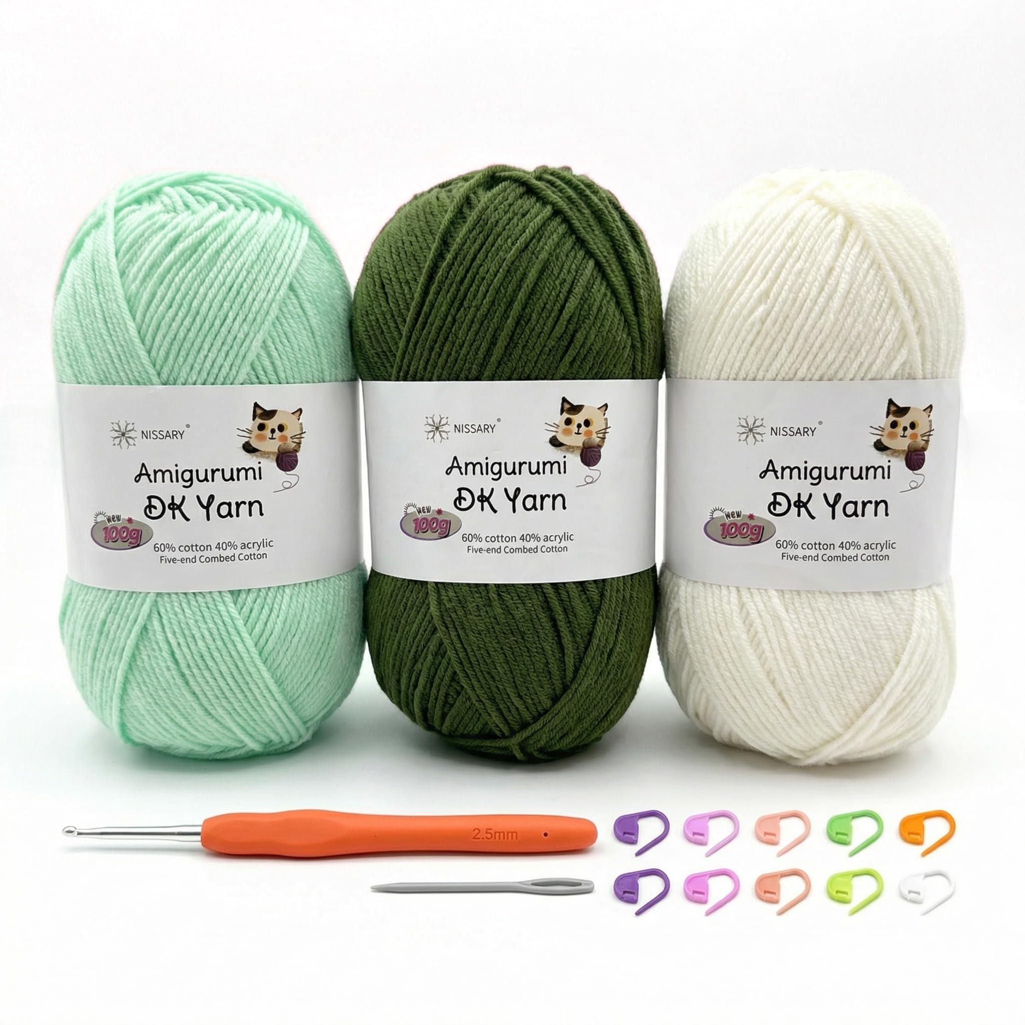 Häkelgarn,100g Baumwoll-DK-Garn 60% Baumwolle, 40% Acryl
