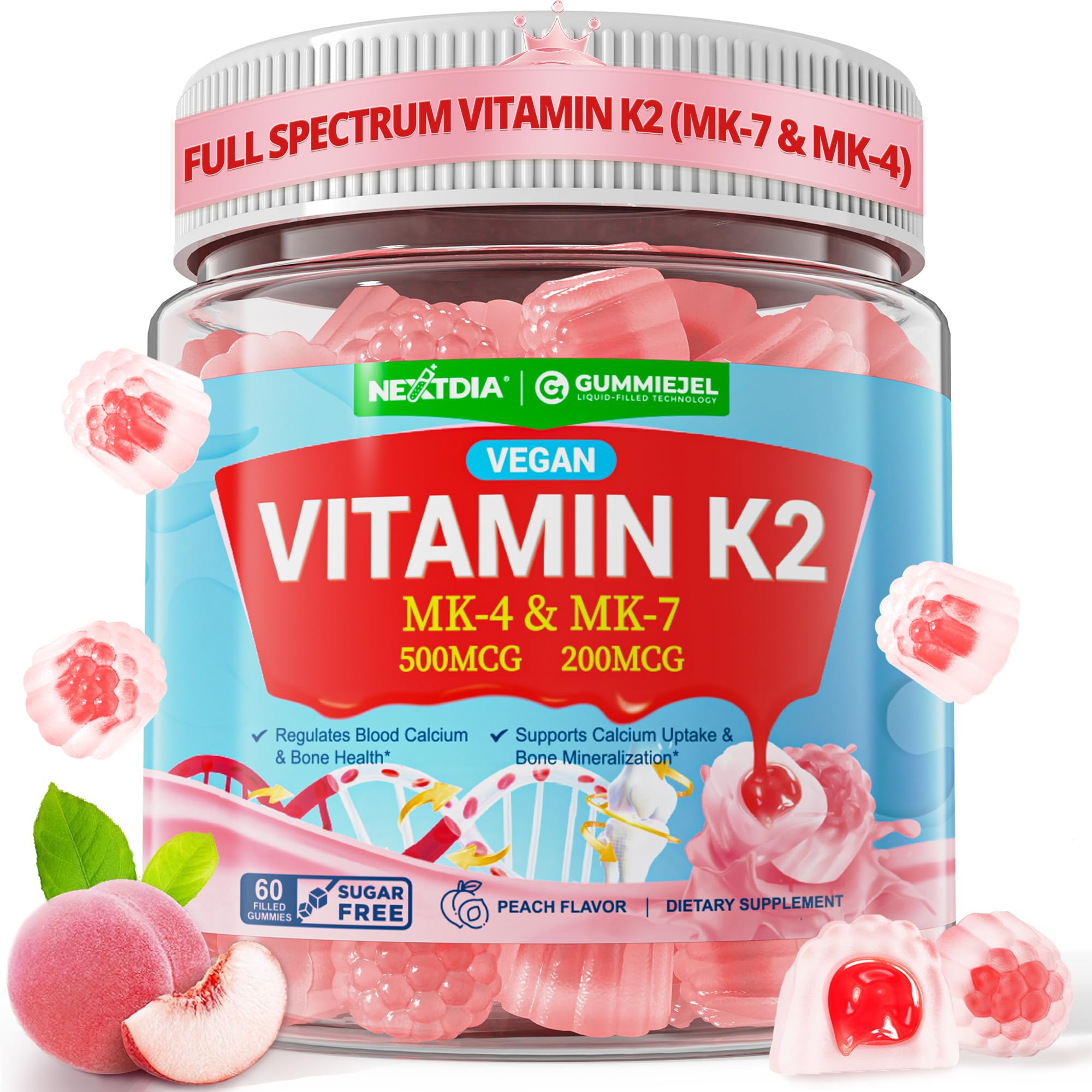 Amazon.com: Vitamin K2 Gummies MK-7 200 mcg & MK-4 500 mcg for
