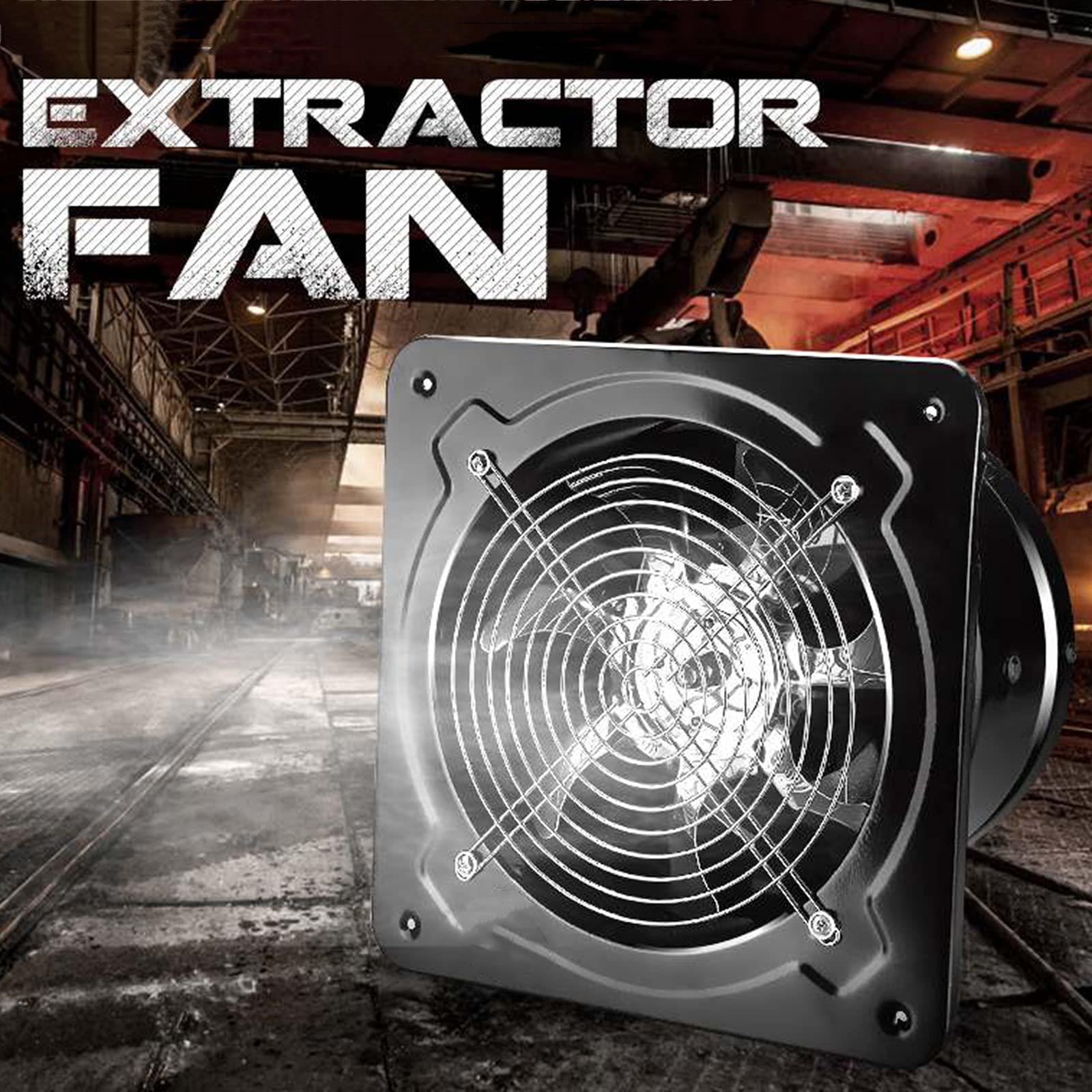 Extractor de Aire 150 mm 40W, Extractor de Aire Industrial Comercial, Ventilación de Pared metálica, Volumen de Aire del Ventilador de succión 350 m3 / h, Ventilador silencioso, Taller
