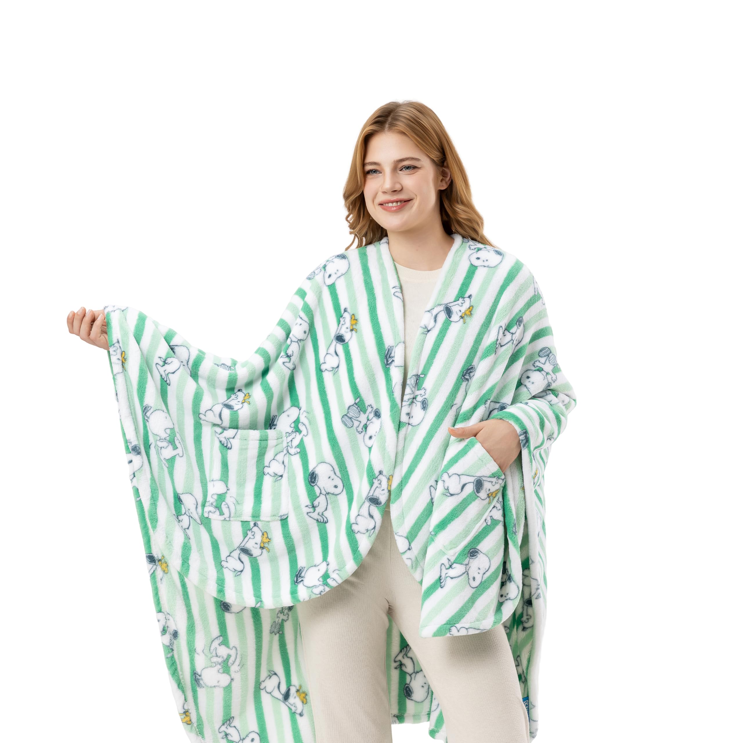 Berkshire Blanket Berkshire Peanuts® Wearable Throw – Snoopy Print PrimaLush™ Plush Shawl Blanket, 58" x 64" OEKO-TEX STANDARD 100