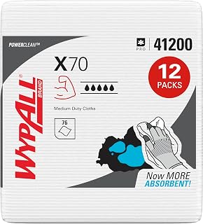 Kimberly-Clark WypAll 41200 Disposable X70 Wiper, 1/4 fold, 12.5" Width x 13" Length, White (12 Packs of 76) Price In India