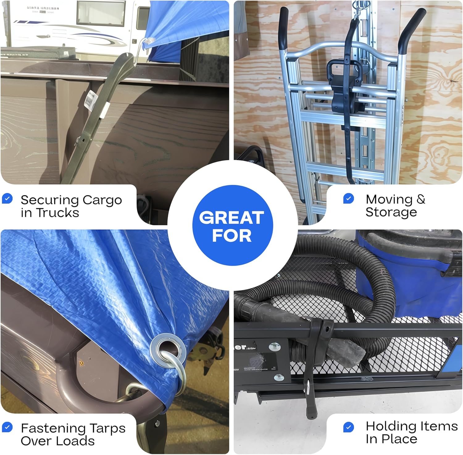 21-inch Bungee Cords with Hooks, 10-Pack - USA-Made 100% EPDM Tarp Straps with Metal Crimped S Hooks - Heavy-Duty Black Bungee Cord for Outdoor, Canvas Canopies, Motorcycle & Cargo by IDL Packaging