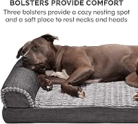 Vista 11 de Furhaven - Cama ortopédica para mascotas para perros y gatos, tipo sofá de piel sintética y lino de rendimiento duradero con funda extraíble