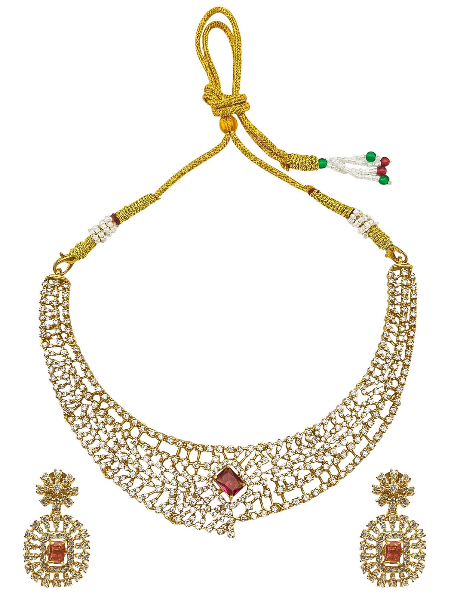 Griiham Short necklace set interchangeable stone with cz stones Stones