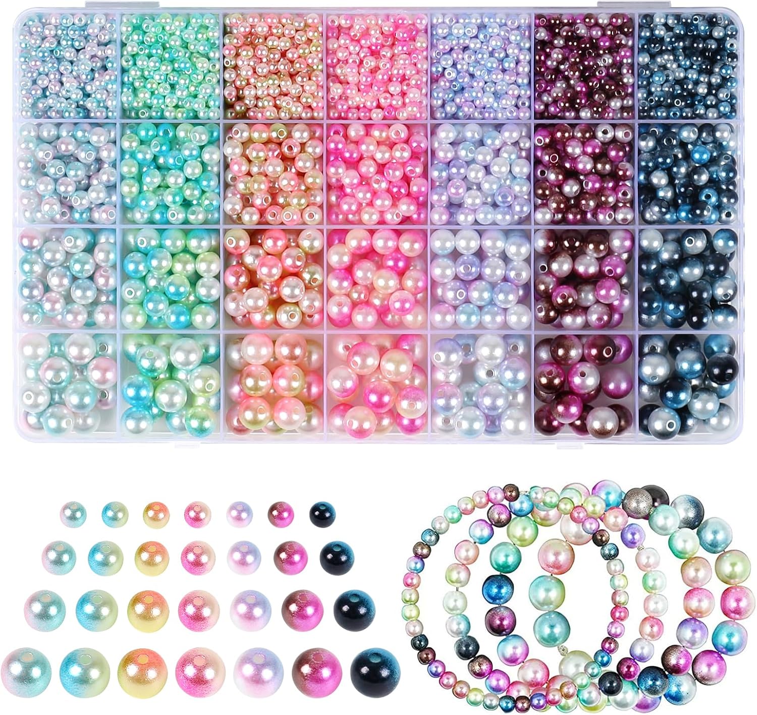 ARTREE 7000 Perline Vetro Colorate 4mm - Kit Completo Per Braccialetti Fai Da Te Con Accessori - Foto 10