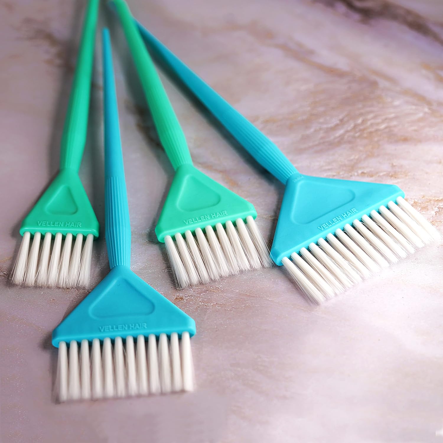 Vellen Hair Color Brush Set, 4 different sizes for smooth Application, Perfect for Hair coloring and Balayage, Reusable and Washable (Mint/Blue) : Beauty & Personal Care