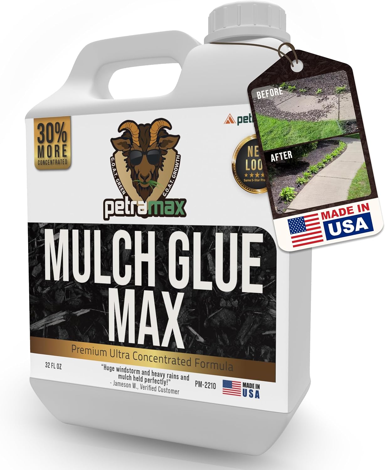 PetraMax Mulch Glue for Landscaping Max Concentrate, Gravel Glue and Gravel Binder Glue, Pea Gravel, Mulch and Rock Glue for Landscaping, Glue Mulch for Landscaping, Landscape Rock Glue (Max, 32oz)