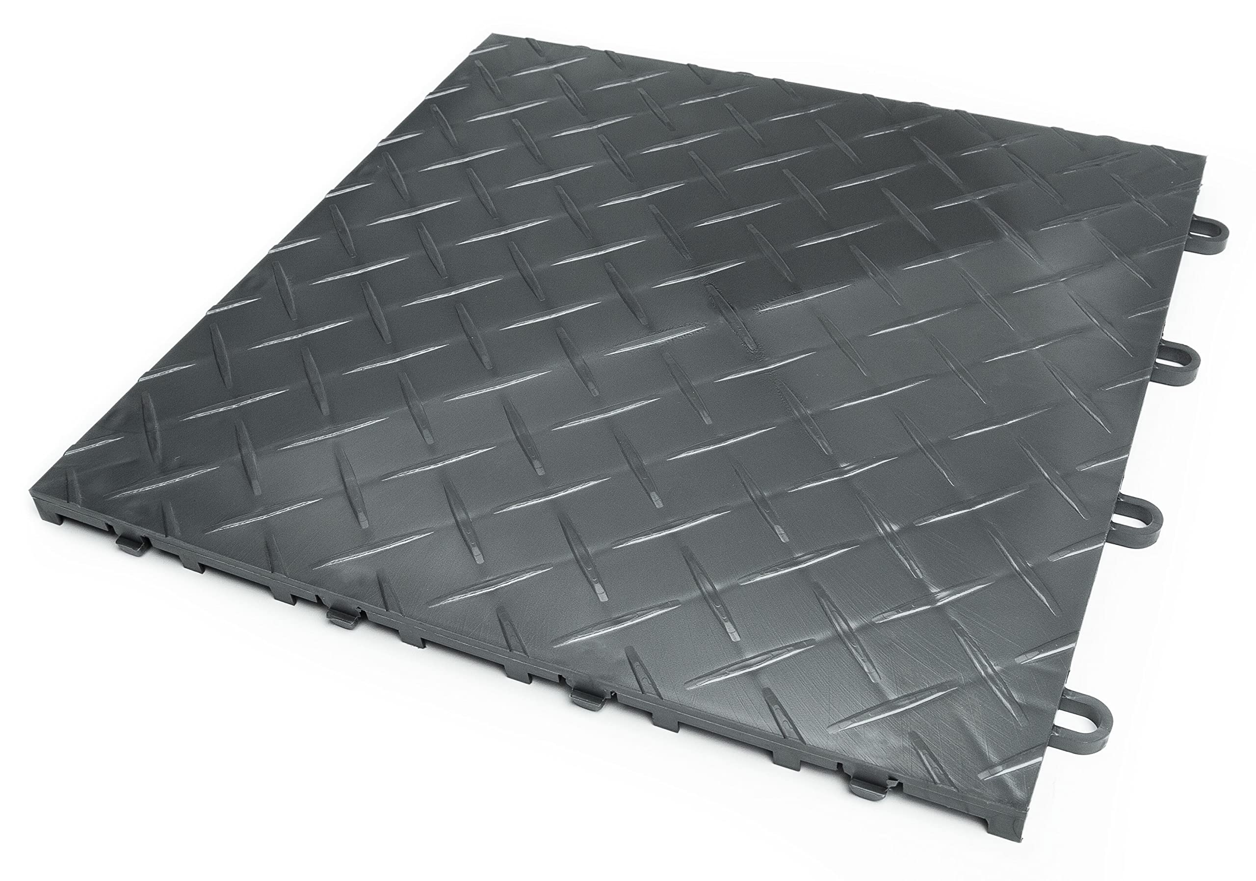 Big FloorsRaceDeck TuffShield Diamond Plate Design, Durable Interlocking Modular Garage Flooring Tile (48 Pack), Graphite
