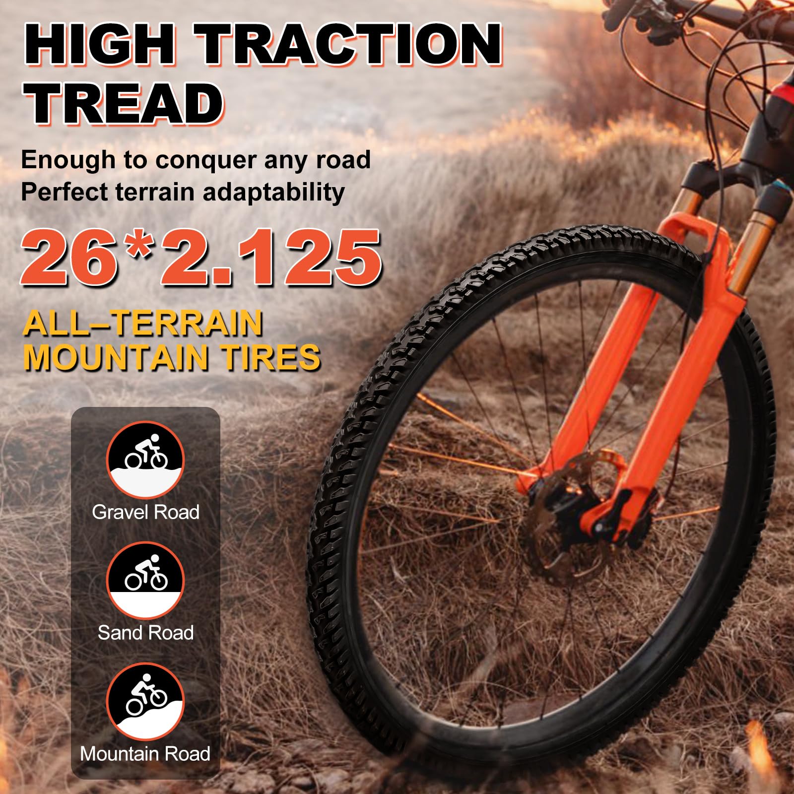 Amazon | 自転車タイヤ2個セット - 26 x 2.1インチ マウンテンバイク