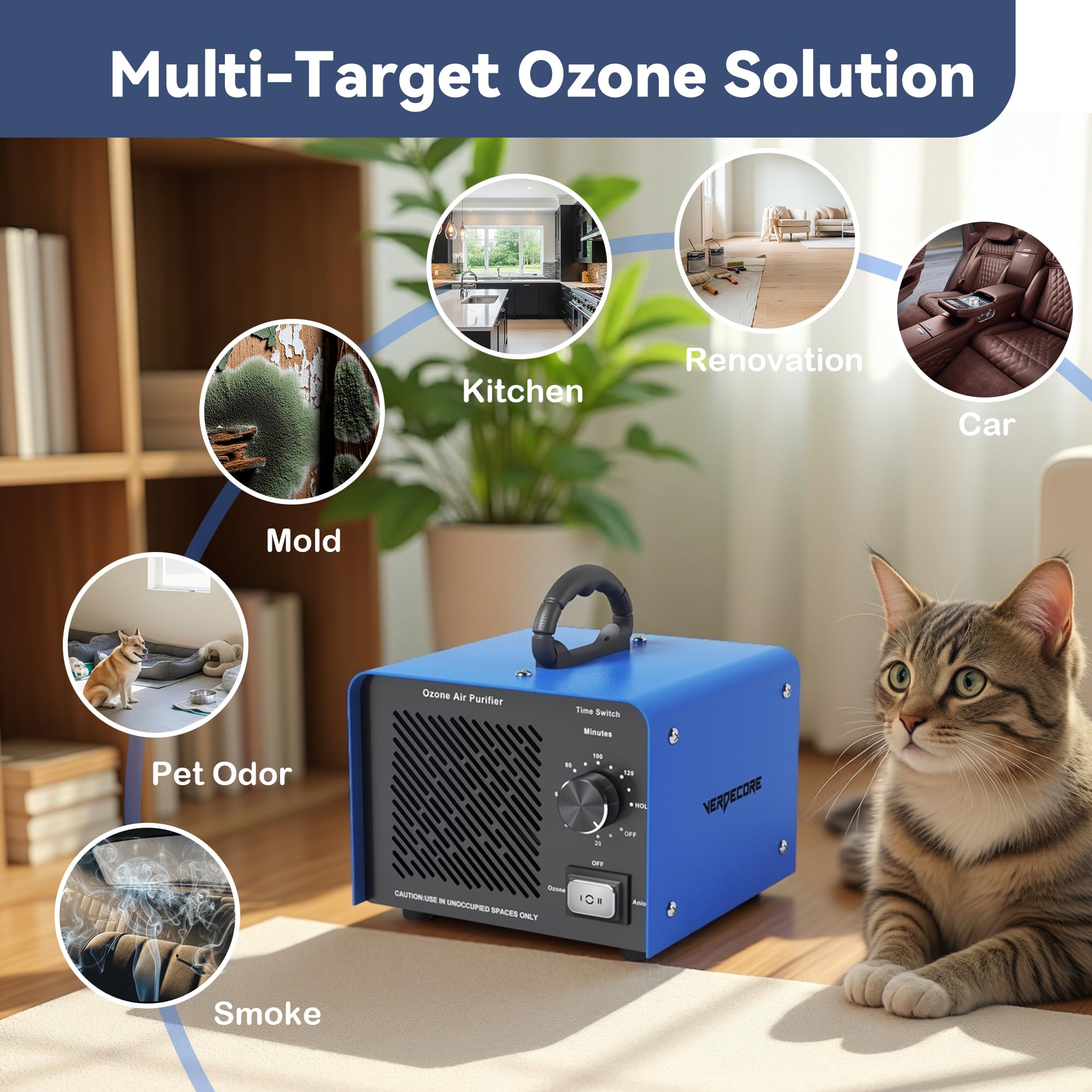 Generator ozonu 125 000 mg/h, maszyna ozonowa o dużej pojemności i oczyszczacz powietrza z jonizatorem ujemnym O3, usuwanie zapachów do domu, samochodu, zwierząt domowych, osłon piwnicy do 2500 m2