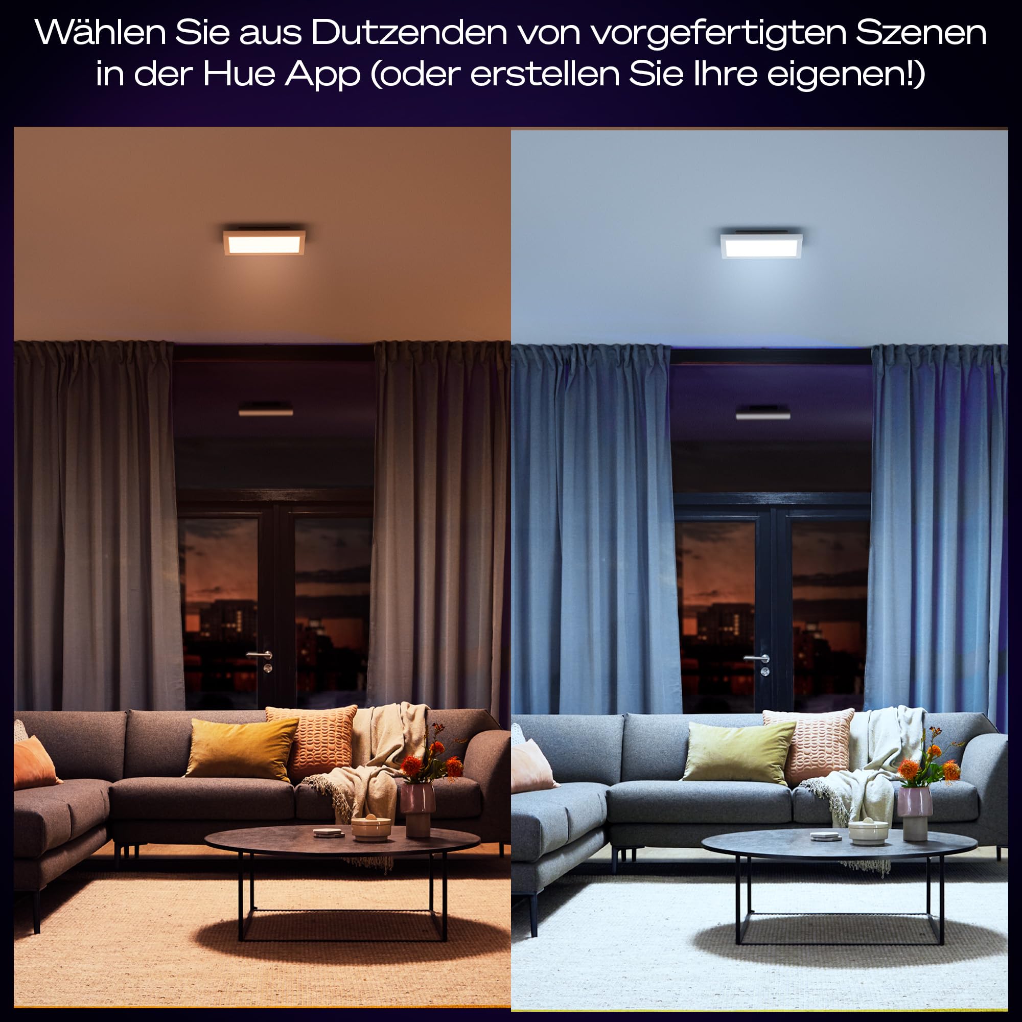 Philips Hue White Ambiance Aurelle smarte LED Panelleuchte, 30x30cm, Innenbeleuchtung, Smart Home Deckenleuchte für Schlafzimmer/Wohnzimmer, neue Generation, weiß