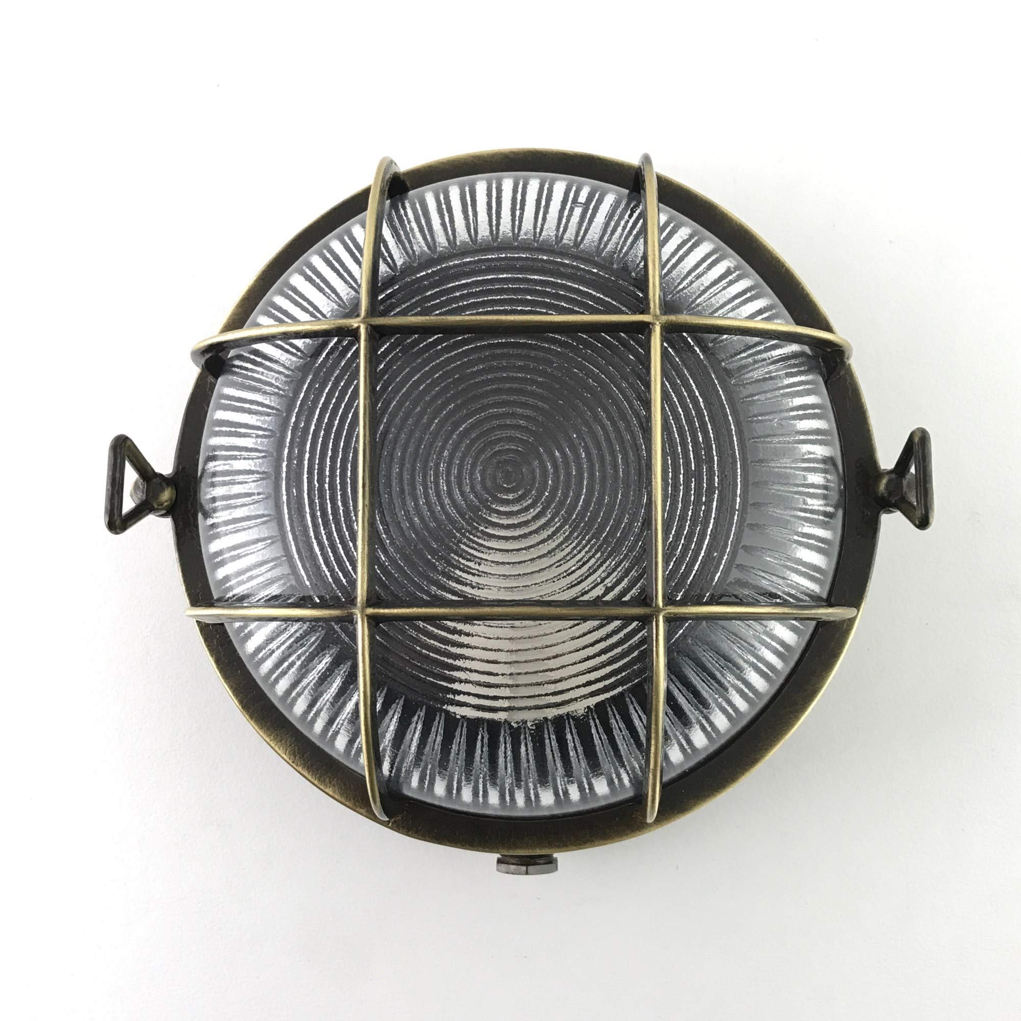 Lampada da paratia rotonda in ottone IP64 KsH e Co Athena