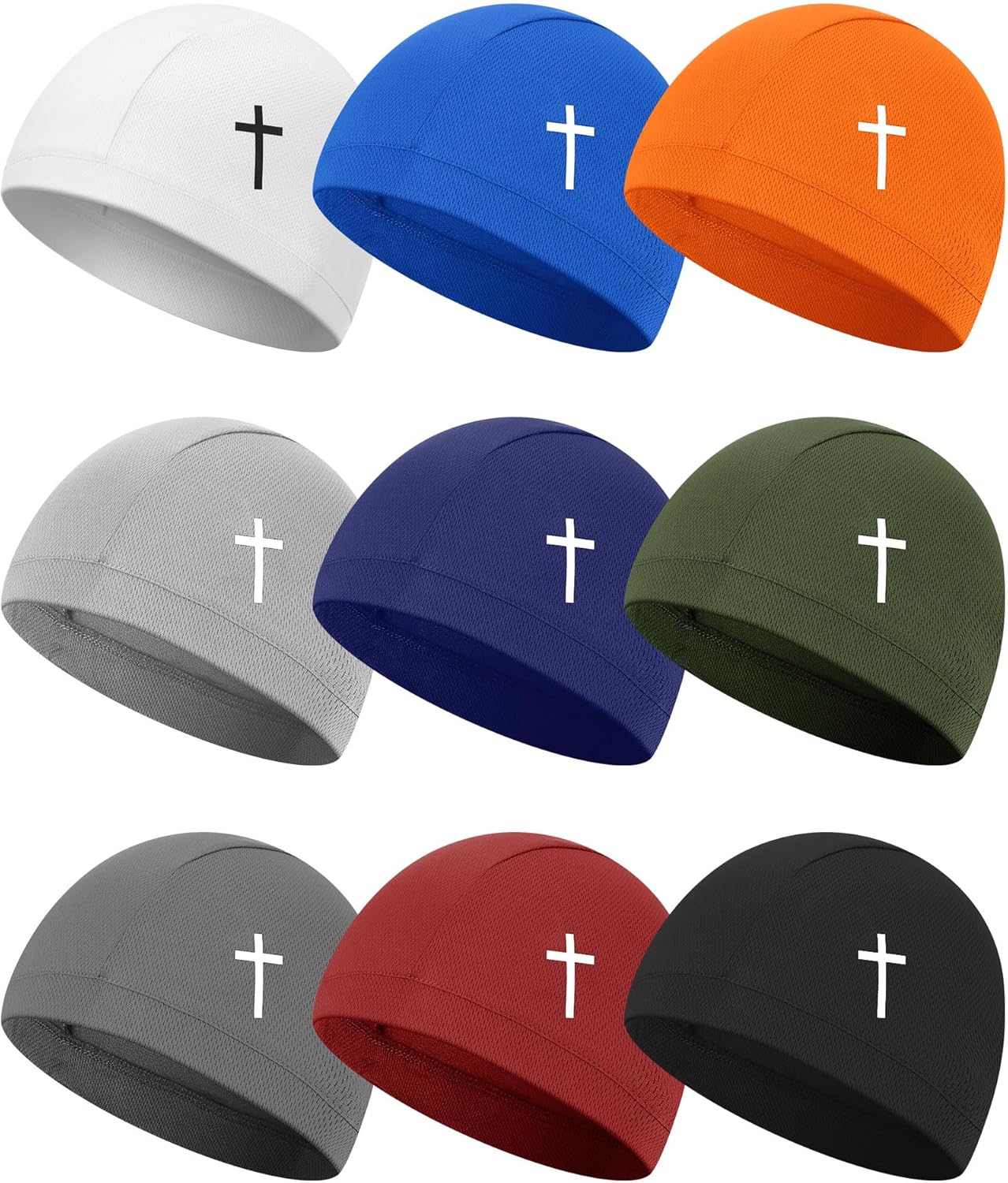 9 Pcs Cooling Skull Cap Camo Liner Sweat Wicking Lightweight Cycling Cap Running Hat for Men Women