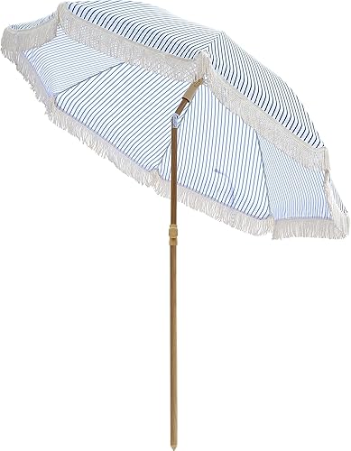 Miniatura 8 de Sombrilla de patio con protección UPF 50+, 8 varillas, botón de inclinación, pantalla versátil para exteriores, jardín, patio y playa